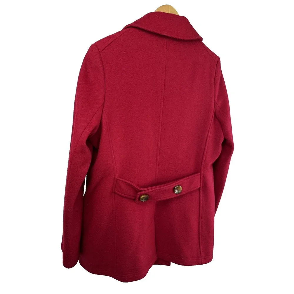 Kristen Blake Thick Wool Pea Coat Double‎ Breasted Red Tailored Women's